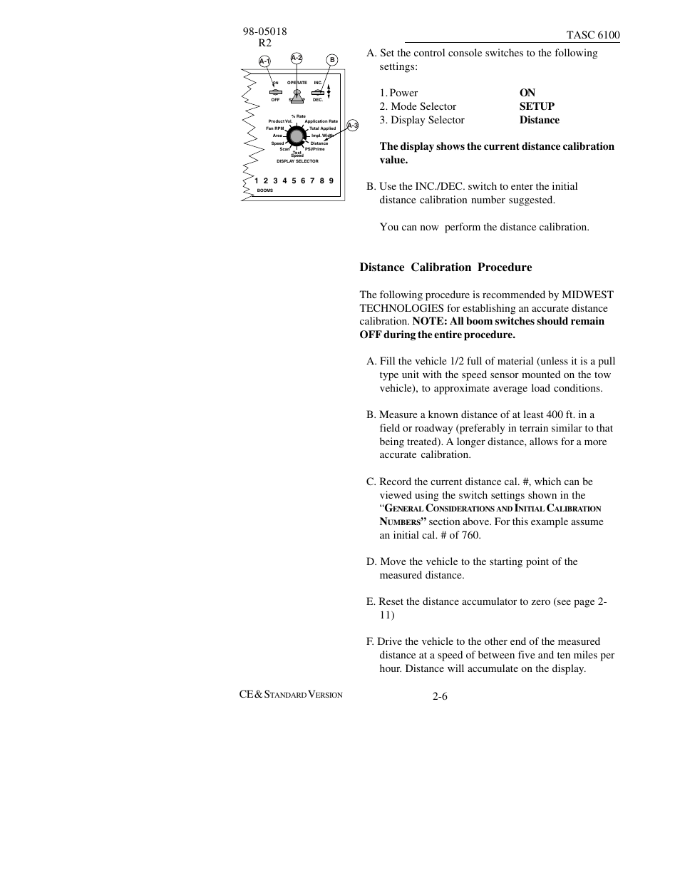 Distance calibration procedure | TeeJet TASC-6100 User Manual | Page 22 / 86