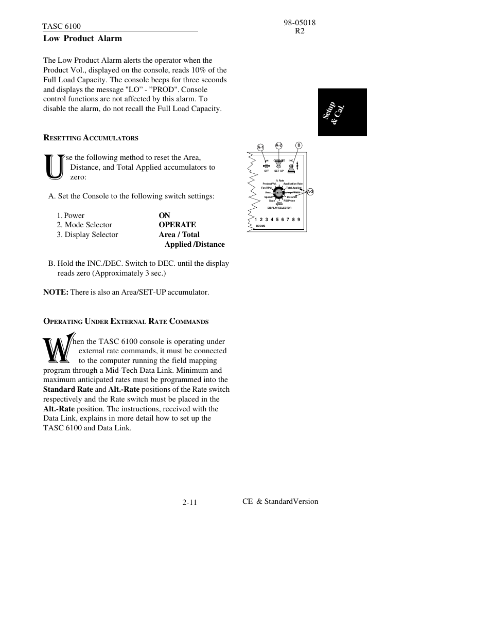 Low product alarm | TeeJet TASC-6100 User Manual | Page 27 / 86