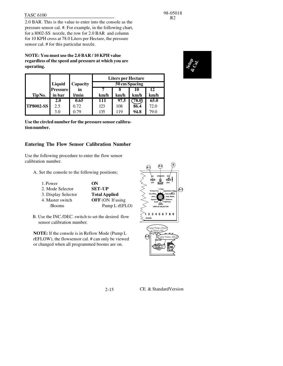 Entering the flow sensor calibration number | TeeJet TASC-6100 User Manual | Page 31 / 86