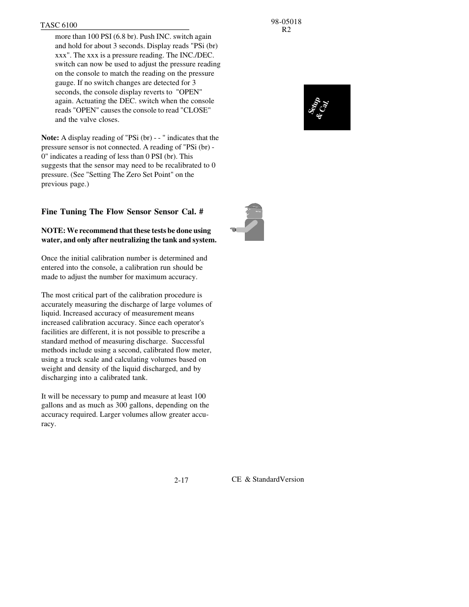 Fine tuning the flow sensor sensor cal | TeeJet TASC-6100 User Manual | Page 33 / 86