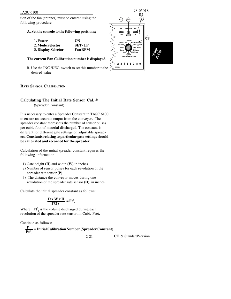 Calculating the initial rate sensor cal | TeeJet TASC-6100 User Manual | Page 37 / 86