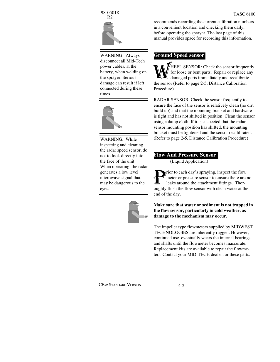 Ground speed sensor, Flow and pressure sensor | TeeJet TASC-6100 User Manual | Page 50 / 86