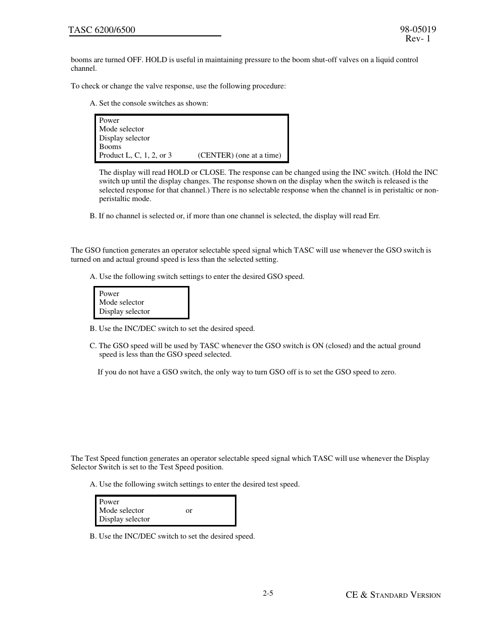 7 setting the ground speed override speed (gso), 8 setting the test speed value | TeeJet TASC-6500 User Manual | Page 15 / 50