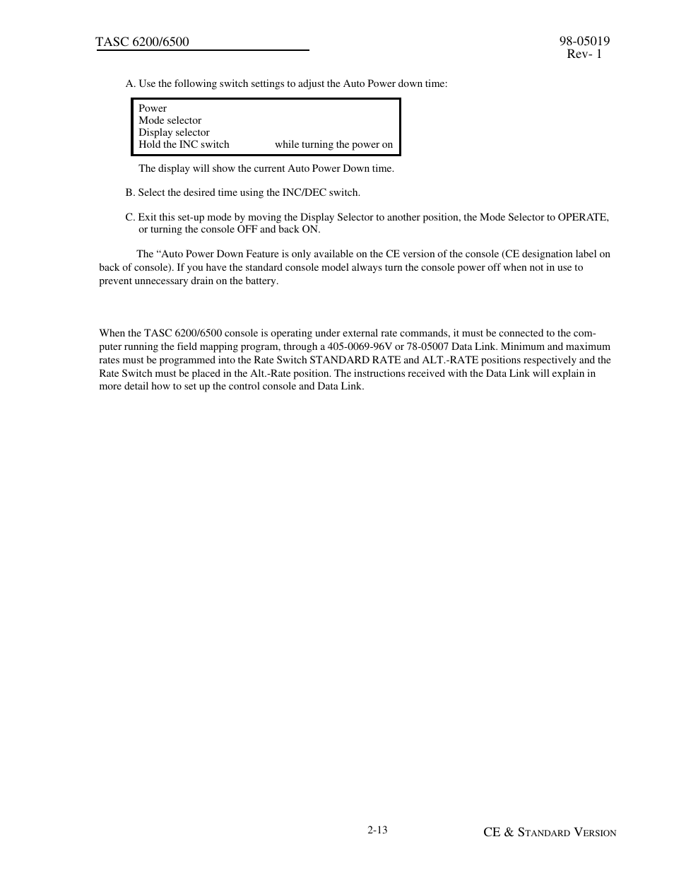 15 operating under external rate commands, 15 operating under external rate commands -13 | TeeJet TASC-6500 User Manual | Page 23 / 50