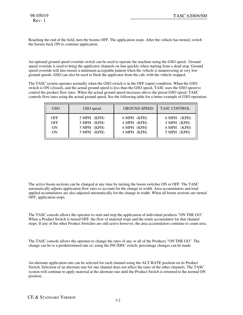 8 stop applying, 2 ground speed override (gso), 3 changing active boom sections | 4 changing application channels, 5 changing applicatio rates on the go, 1 alternate application rates for each channel, 8 stop applying -2, 1 alternate application rates for each channel -2 | TeeJet TASC-6500 User Manual | Page 26 / 50