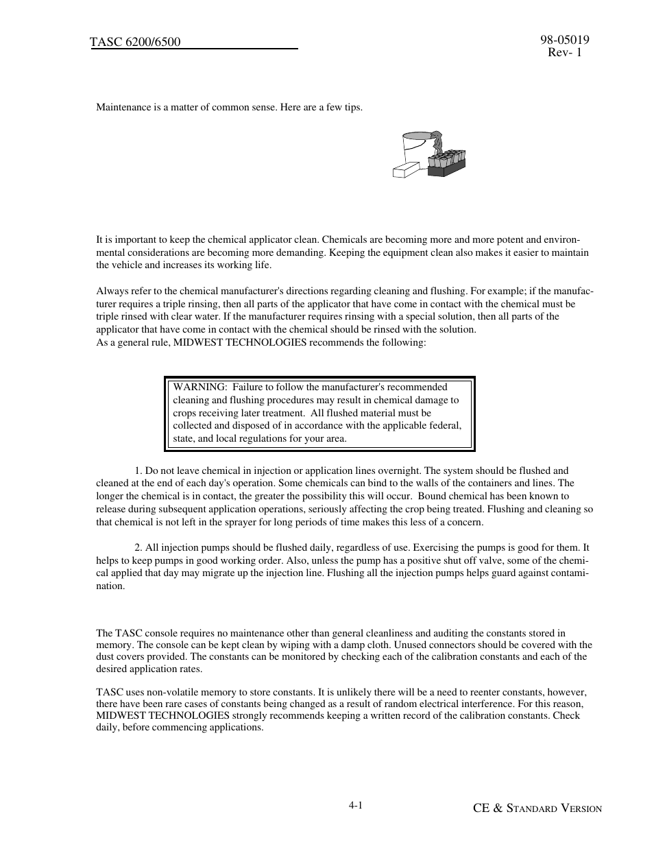 0 maintenance, 1 flushing and cleaning, 0 maintenance -1 | TeeJet TASC-6500 User Manual | Page 29 / 50