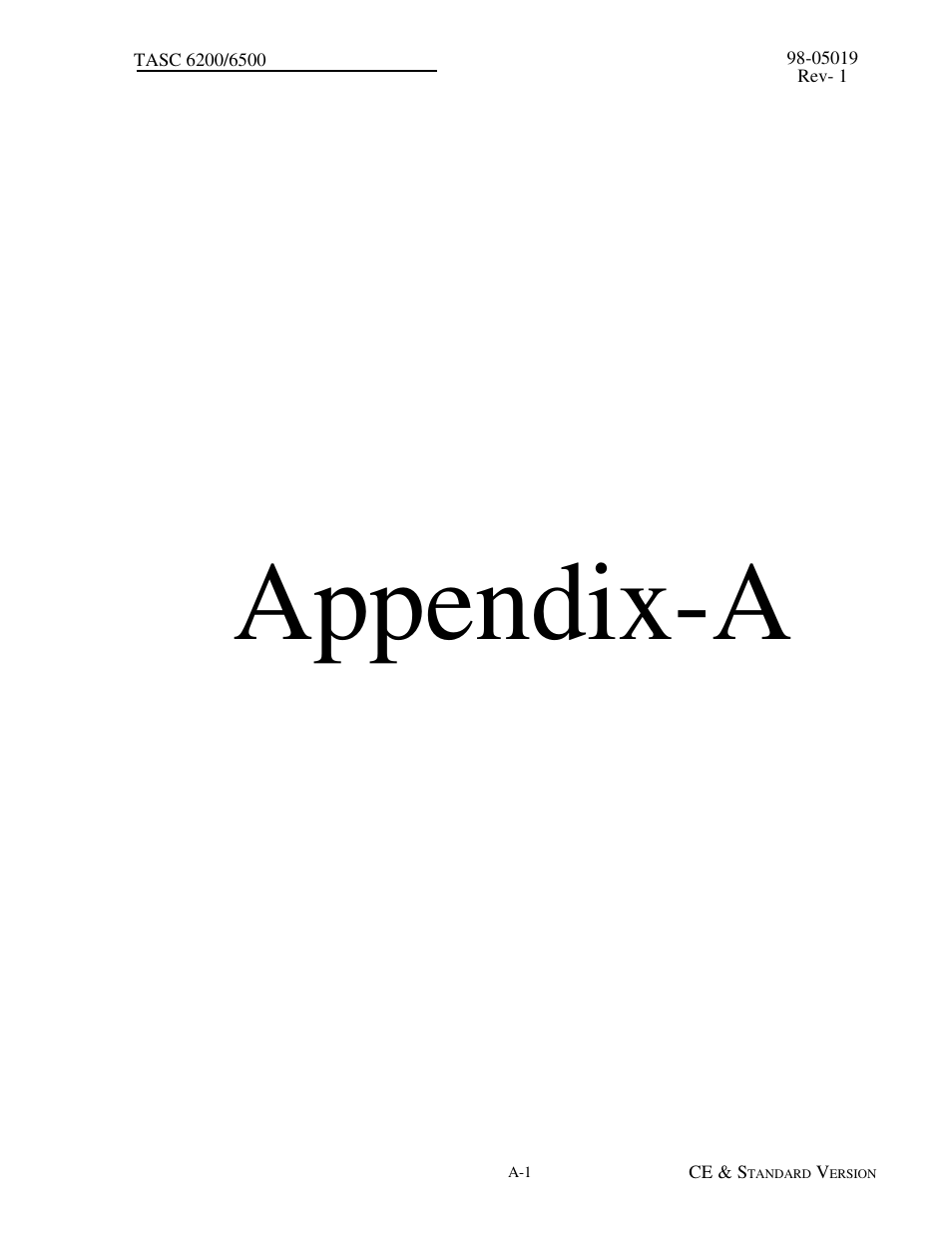 A.0 appendix, Appendix-a | TeeJet TASC-6500 User Manual | Page 43 / 50
