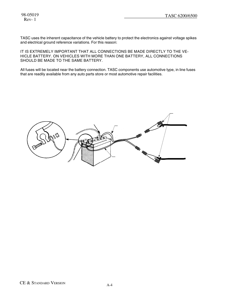 A.4 fuses and power connections, Caution, Do not substitute higher amperage fuses | TeeJet TASC-6500 User Manual | Page 46 / 50