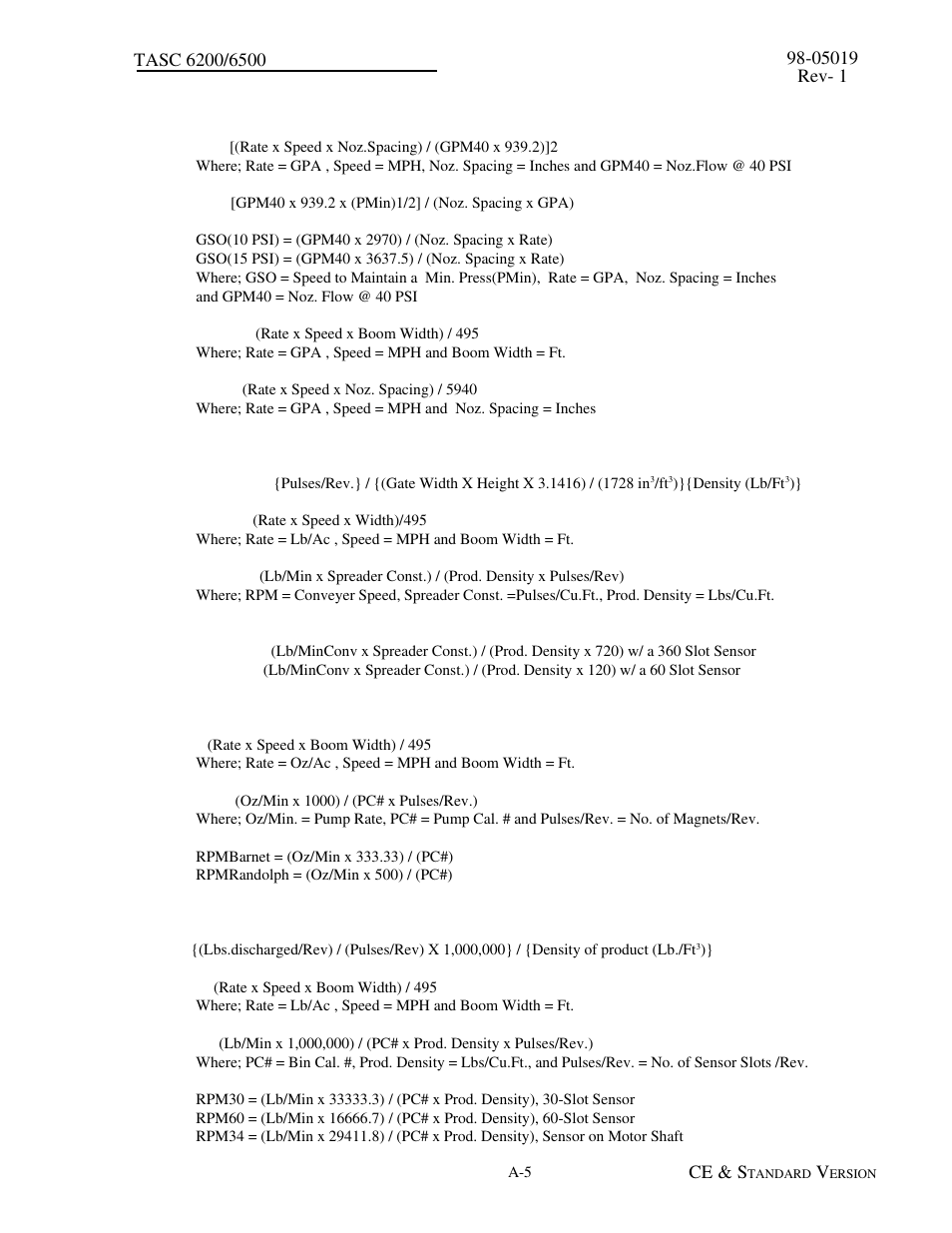 A.5 useful formulas | TeeJet TASC-6500 User Manual | Page 47 / 50