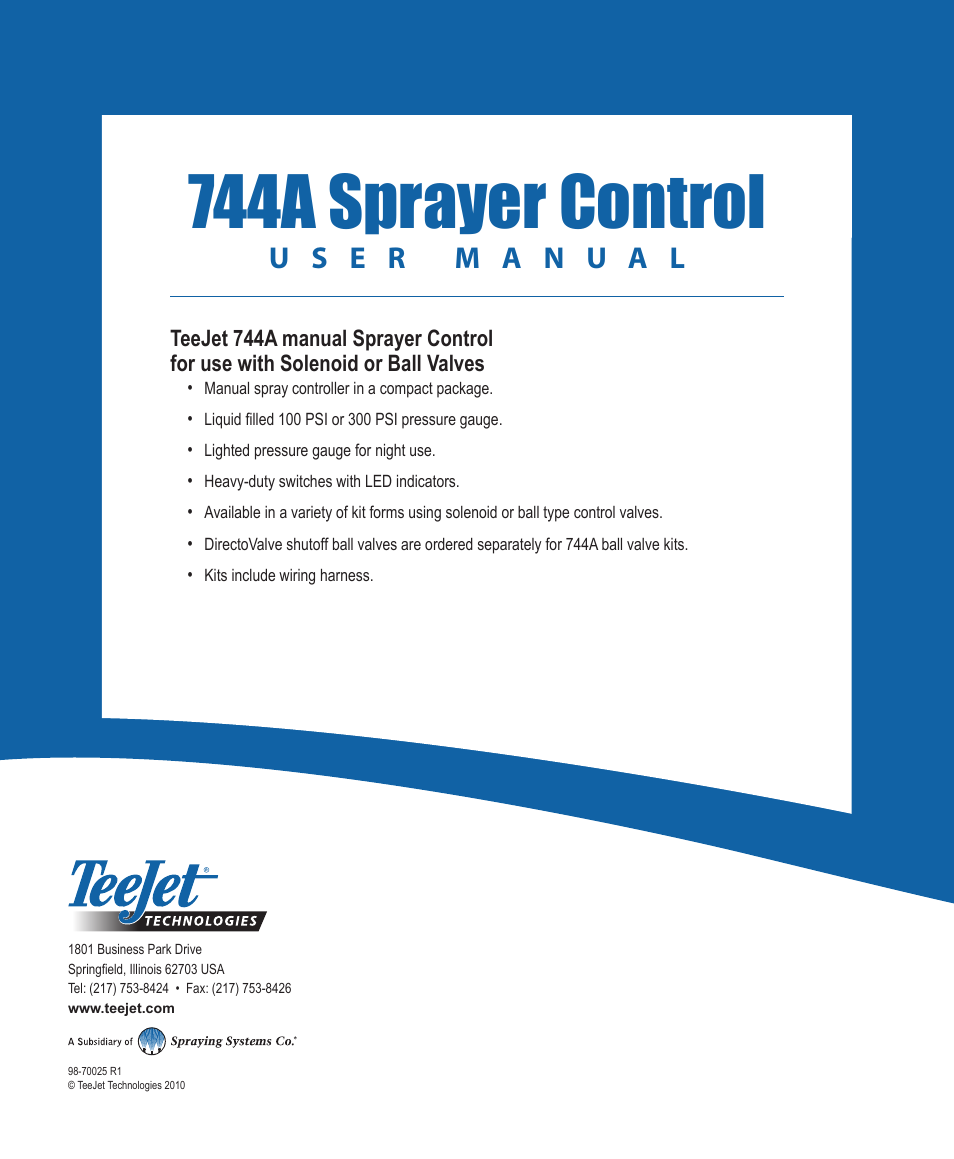 744a sprayer control | TeeJet 744A Sprayer Control User Manual | Page 14 / 14