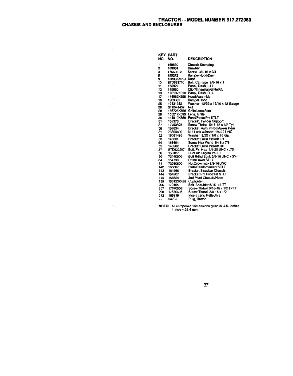 Tractor, Chassis and enclosures | Craftsman 917.272060 User Manual | Page 37 / 64