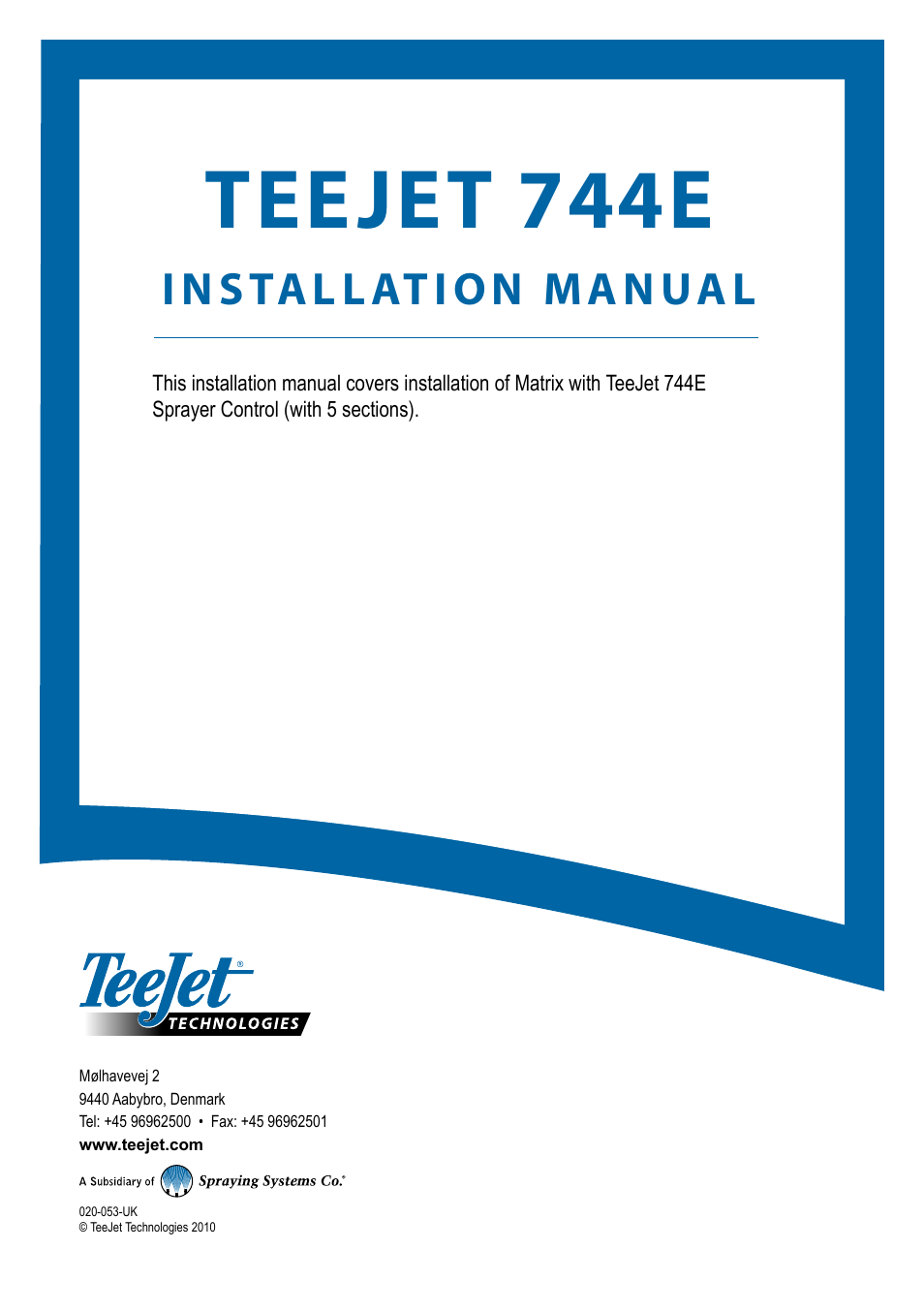 Teejet 744e | TeeJet 744E AUTO BOOM SECTION CONTROL User Manual | Page 8 / 8