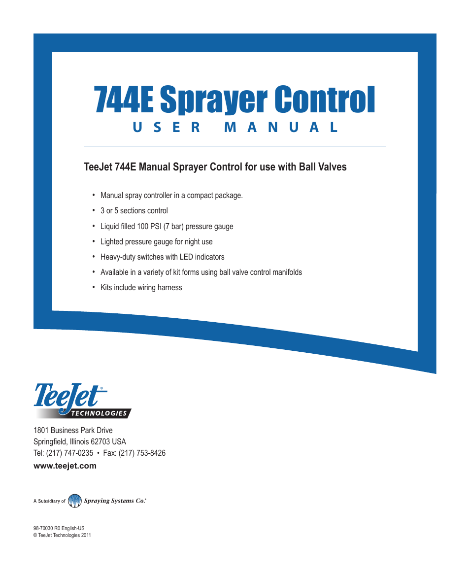744e sprayer control | TeeJet 744E SPRAYER CONTROL User Manual | Page 16 / 16