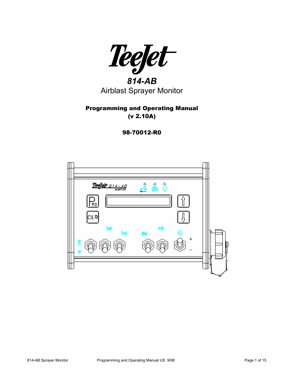 TeeJet 814-AB Airblast Sprayer Monitor User Manual | 15 pages