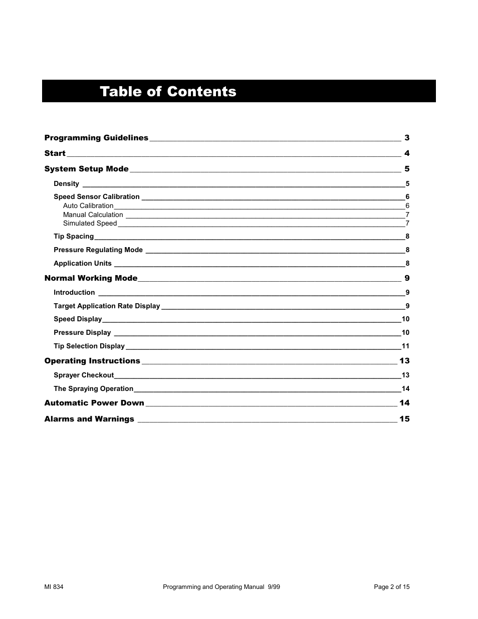 TeeJet 834 Sprayer Control User Manual | Page 2 / 15
