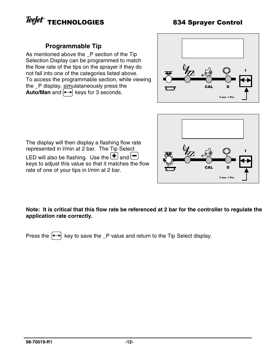 TeeJet 834 Sprayer Control L2.12 User Manual | Page 12 / 15