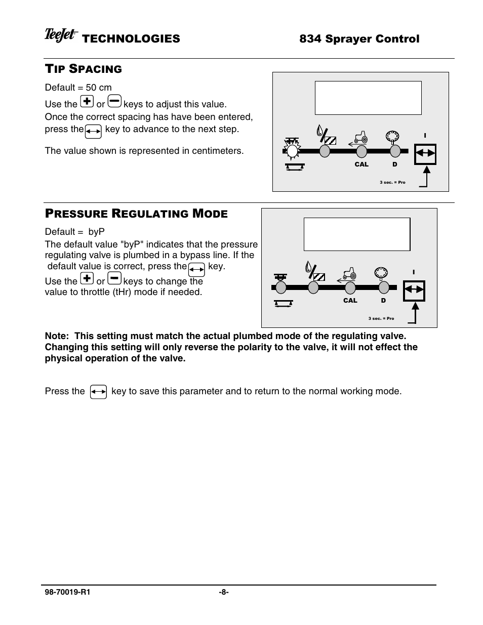 TeeJet 834 Sprayer Control L2.12 User Manual | Page 8 / 15