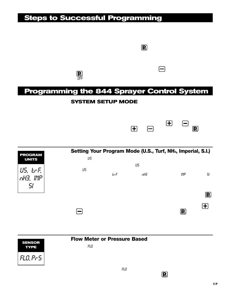 Us, trf, nh3, inp si, Flo, prs | TeeJet 844 Sprayer Control User Manual | Page 19 / 44
