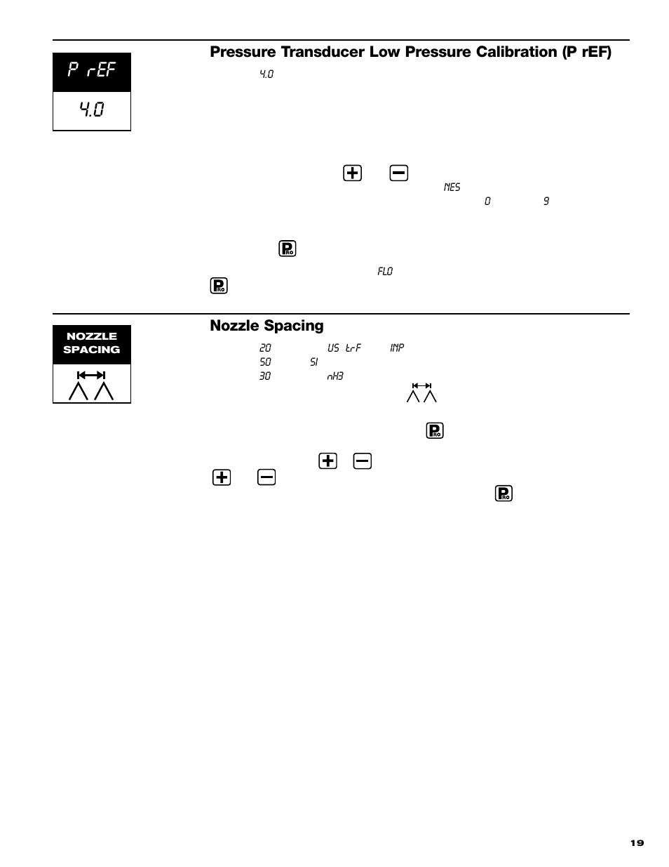 0 p ref, Nozzle spacing | TeeJet 844 Sprayer Control User Manual | Page 21 / 44