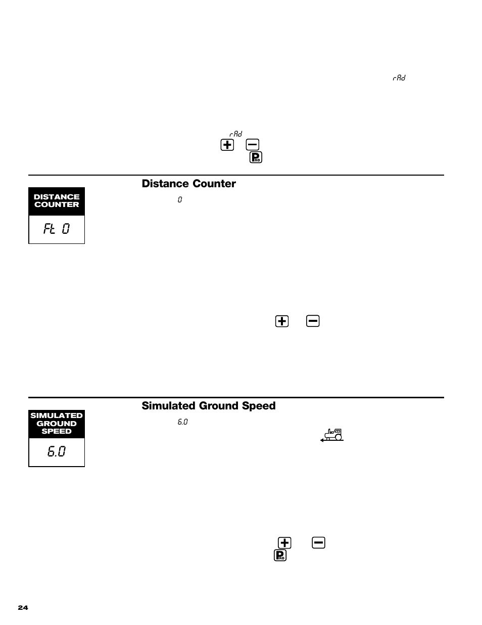 Ft o, Distance counter, Simulated ground speed | TeeJet 844 Sprayer Control User Manual | Page 26 / 44