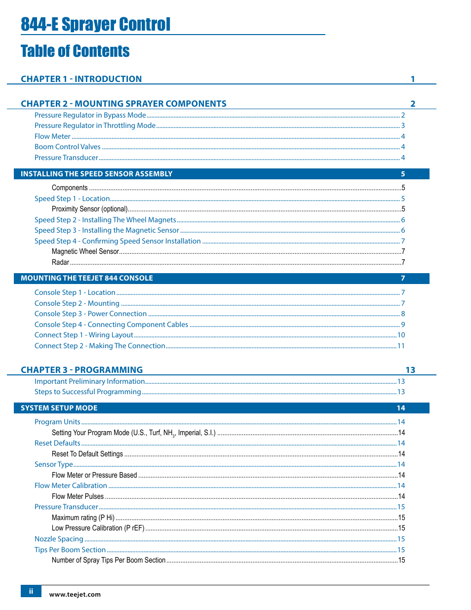 TeeJet 844-E Sprayer Control User Manual | Page 2 / 36