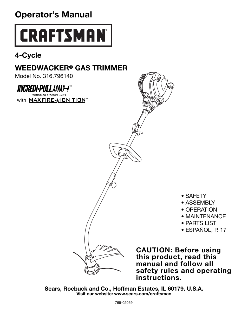 Craftsman 316.79614 User Manual | 36 pages