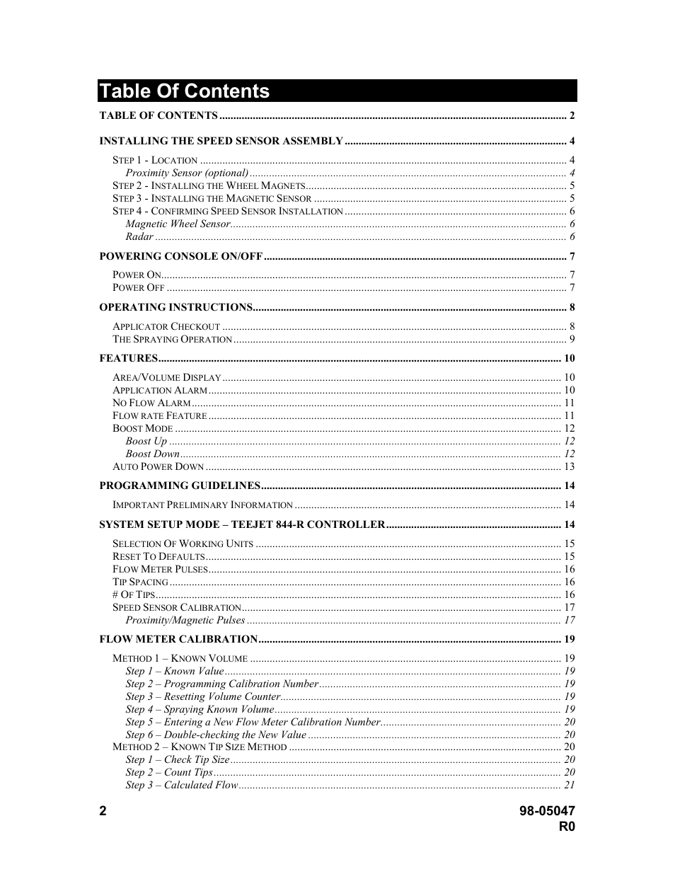 TeeJet 844-R Speed Compensated Application Control User Manual | Page 2 / 32