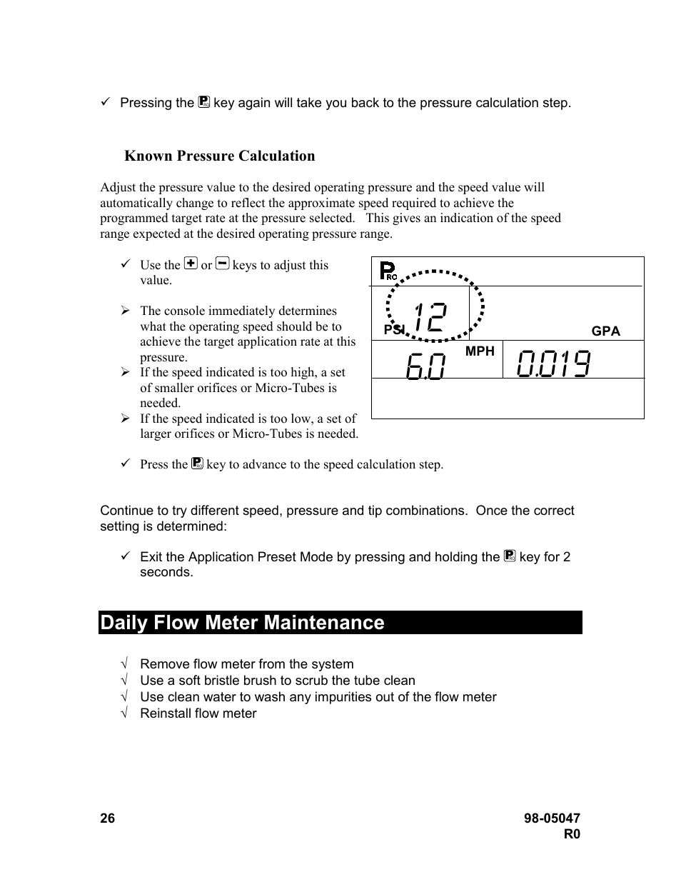 Daily flow meter maintenance | TeeJet 844-R Speed Compensated Application Control User Manual | Page 26 / 32