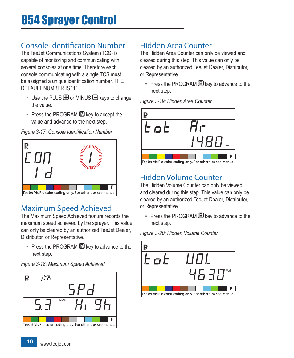 Spd 5.3 high, Ar 1480, Uol 4630 | 854 sprayer control | TeeJet 854 Sprayer Control User Manual | Page 15 / 52