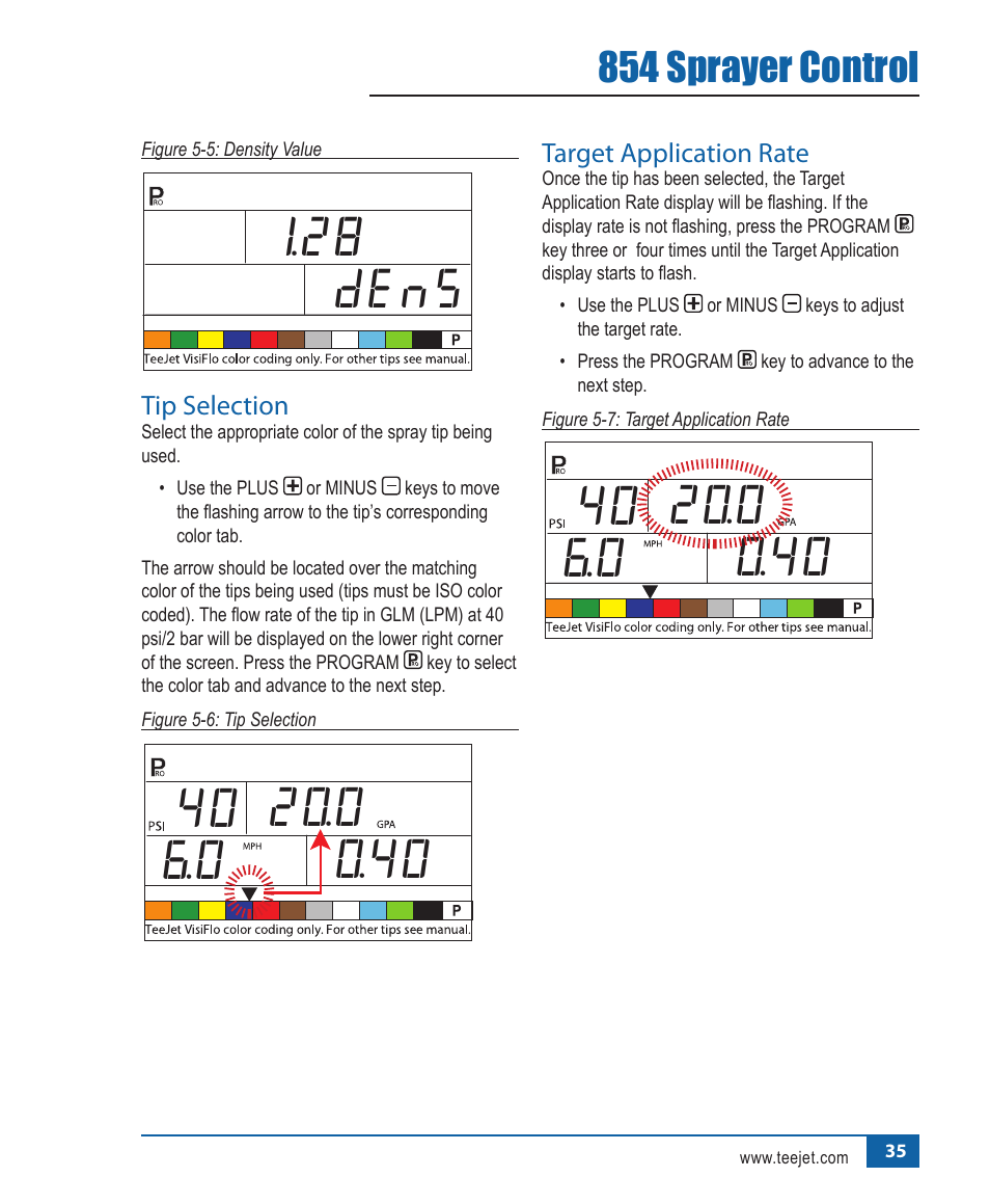 Dens 1.28, 854 sprayer control | TeeJet 854 Sprayer Control User Manual | Page 40 / 52