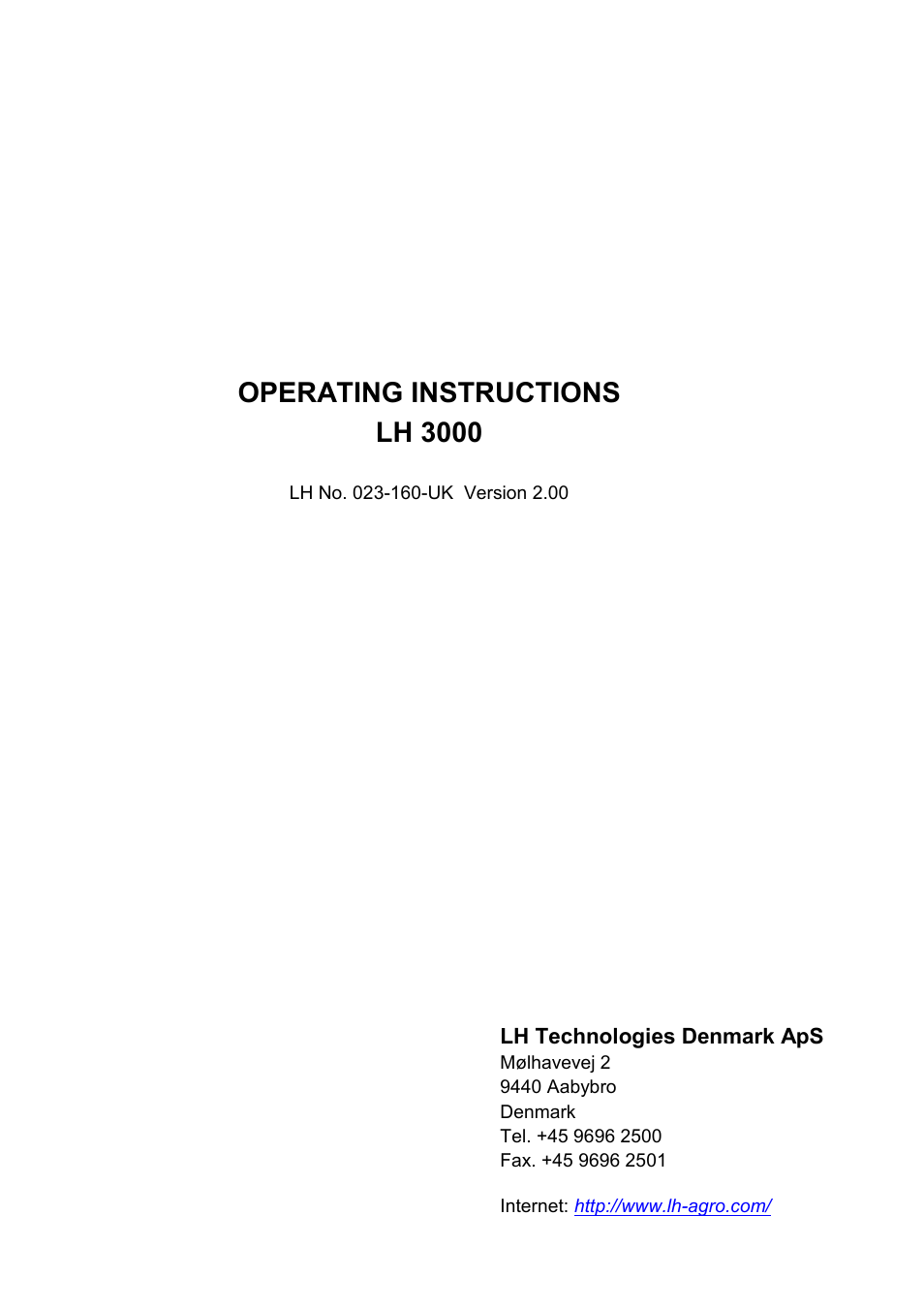 TeeJet LH 3000 User Manual | 24 pages