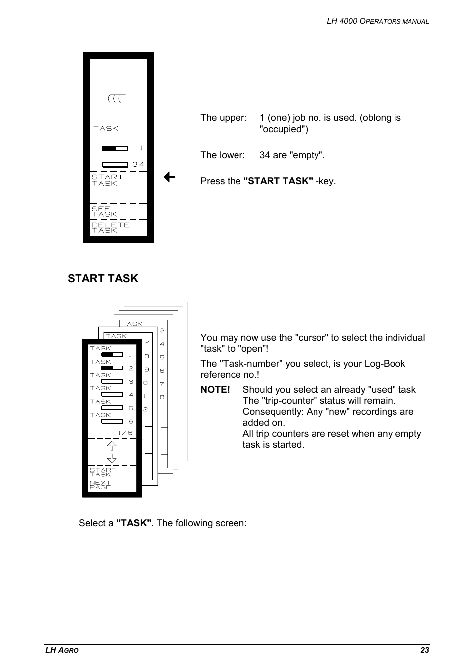 Start task | TeeJet LH 4000 User Manual | Page 23 / 44