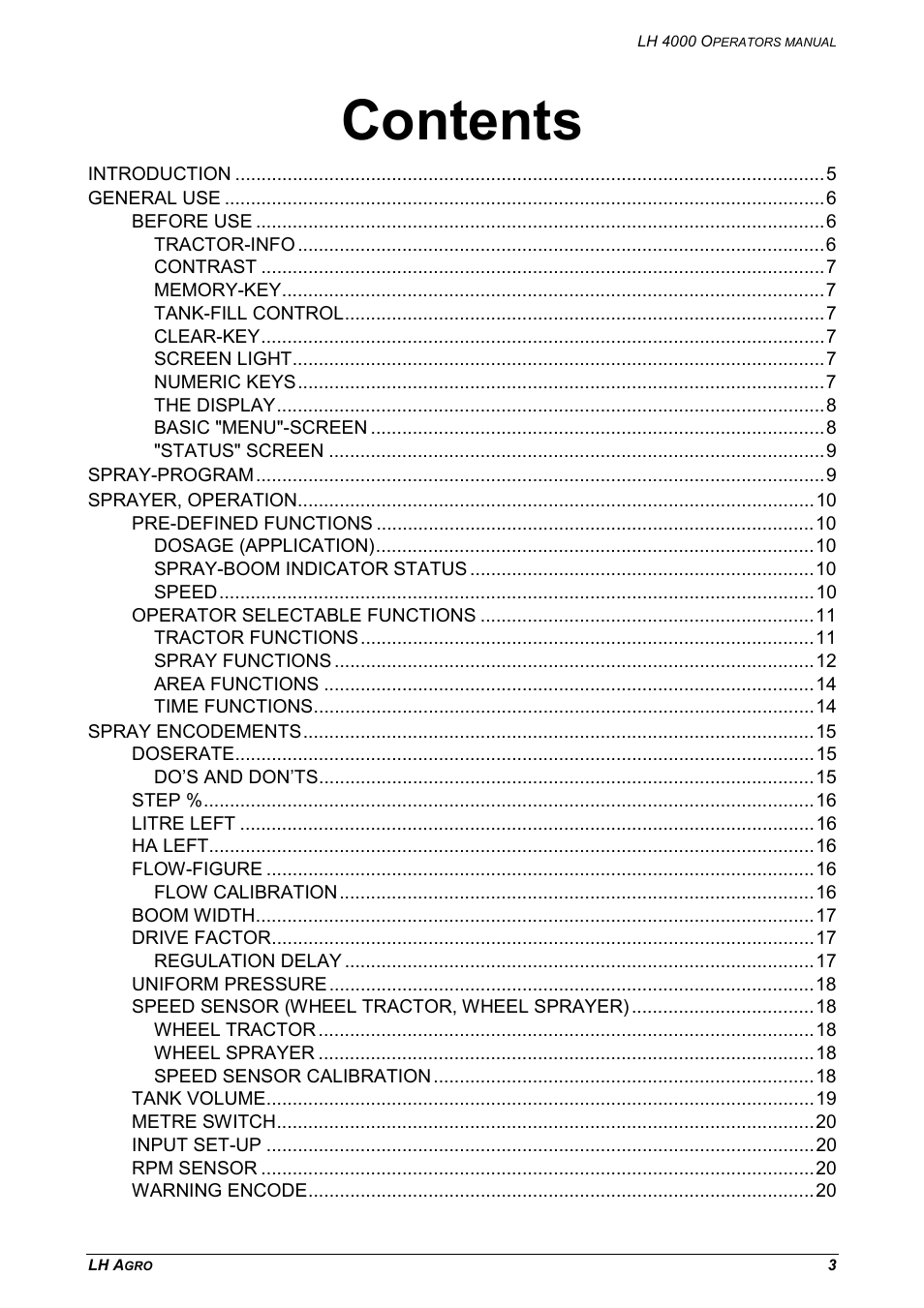 TeeJet LH 4000 User Manual | Page 3 / 44