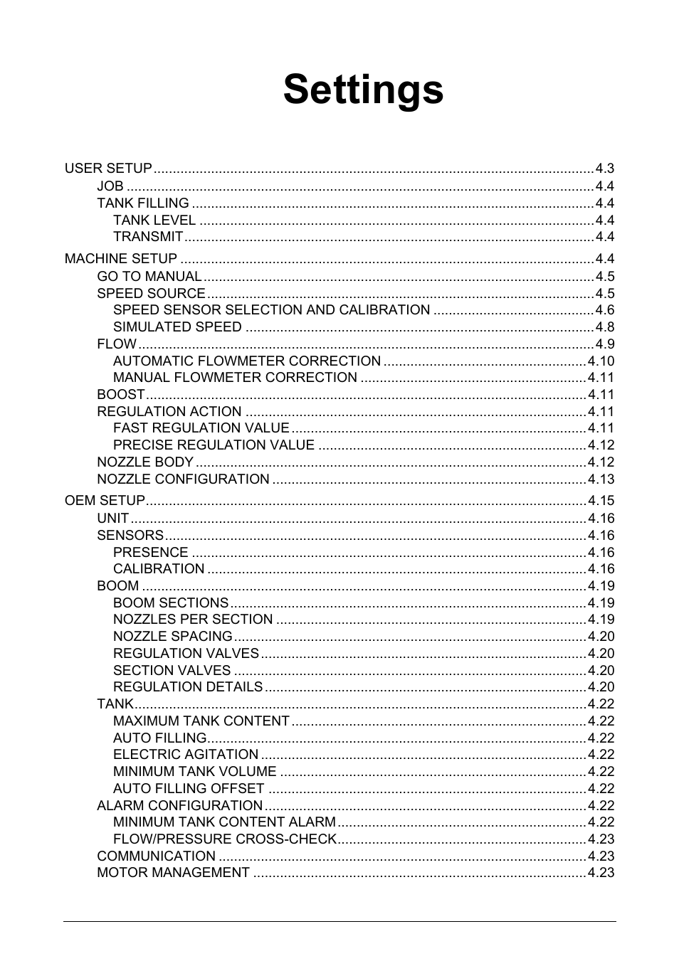 Settings | TeeJet LH 85 User Manual | Page 25 / 76