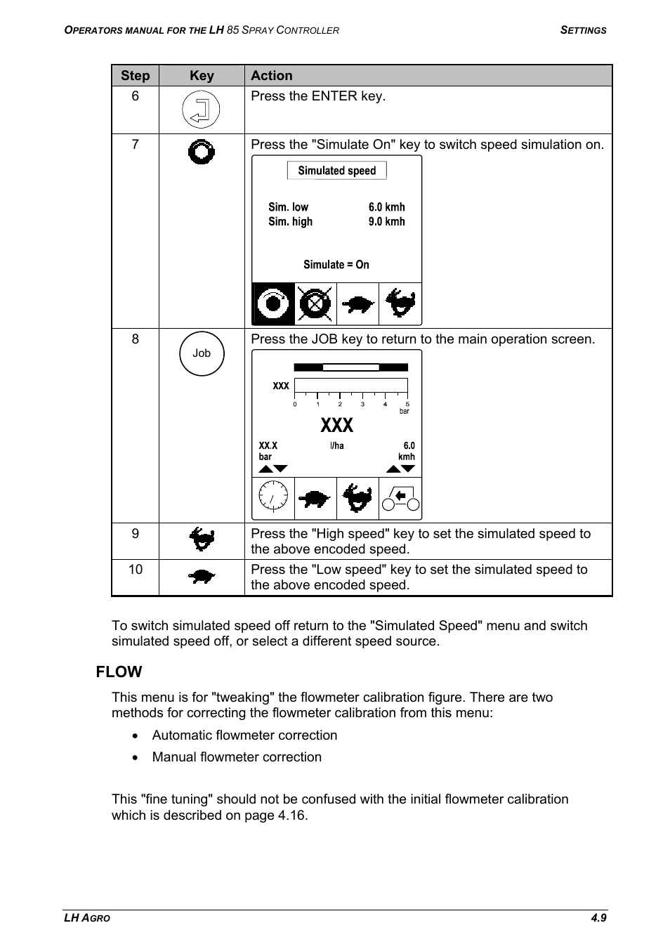 Flow | TeeJet LH 85 User Manual | Page 33 / 76