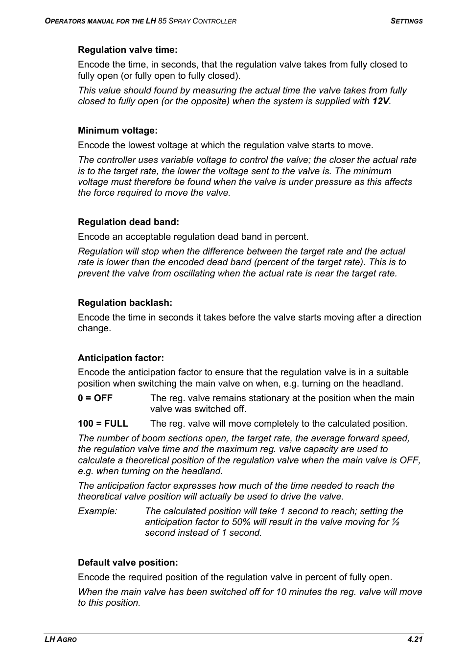 TeeJet LH 85 User Manual | Page 45 / 76