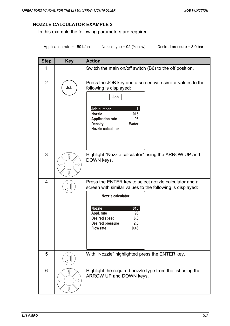 Nozzle calculator example 2 | TeeJet LH 85 User Manual | Page 57 / 76