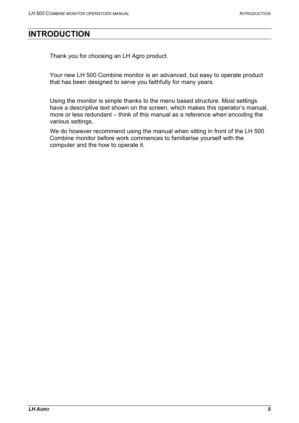 Introduction | TeeJet LH 500 User Manual | Page 5 / 24