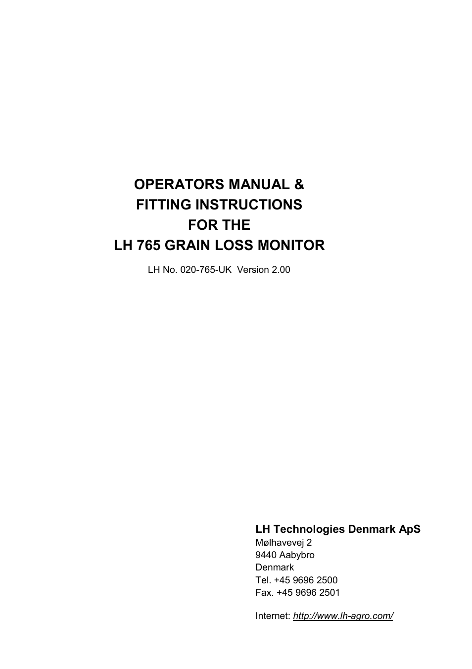 TeeJet LH 765 User Manual | 16 pages