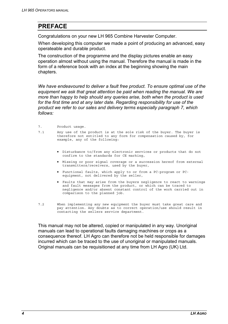 Preface | TeeJet LH 965 User Manual | Page 4 / 16