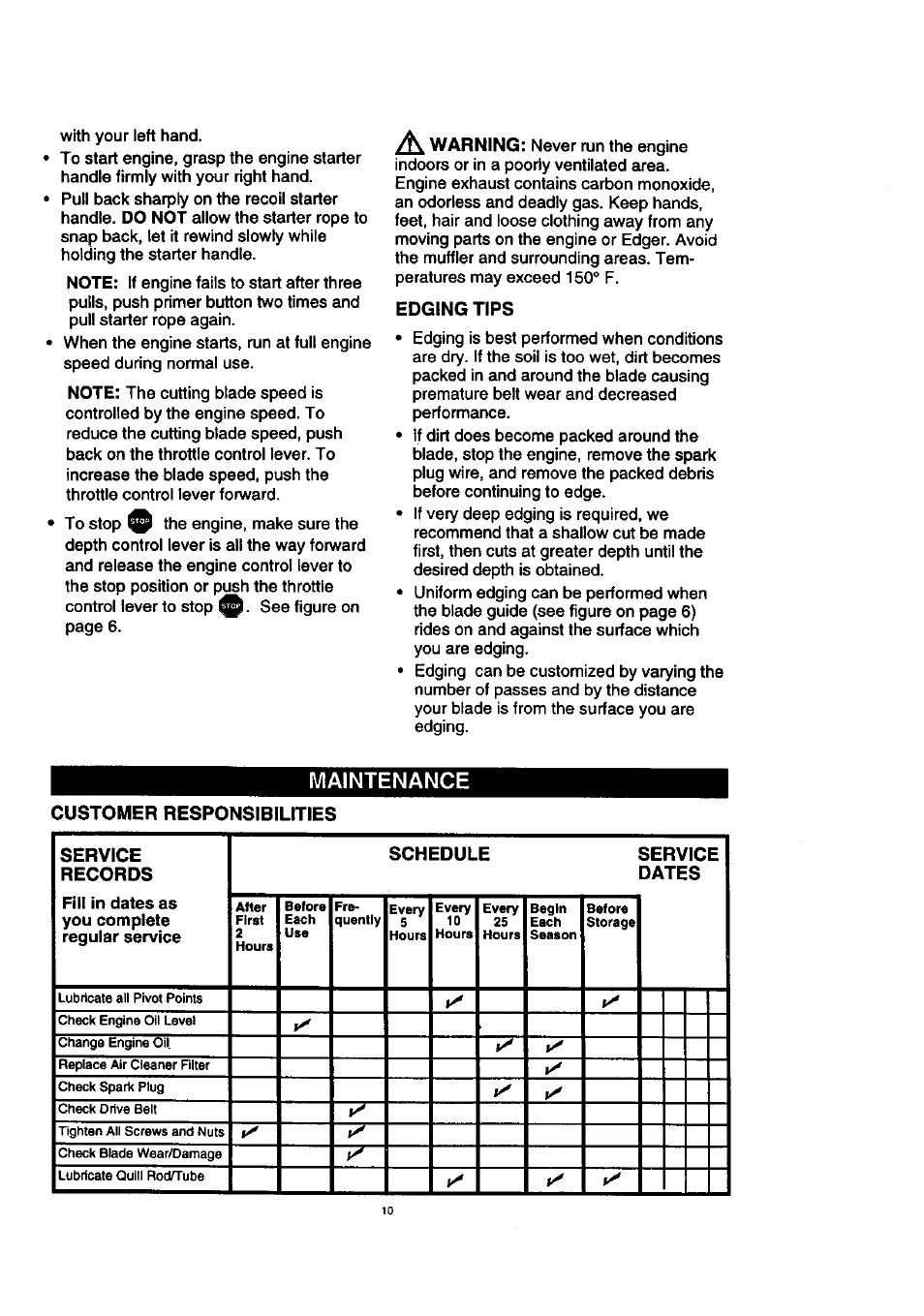 Maintenance | Craftsman 536.772200 User Manual | Page 10 / 24