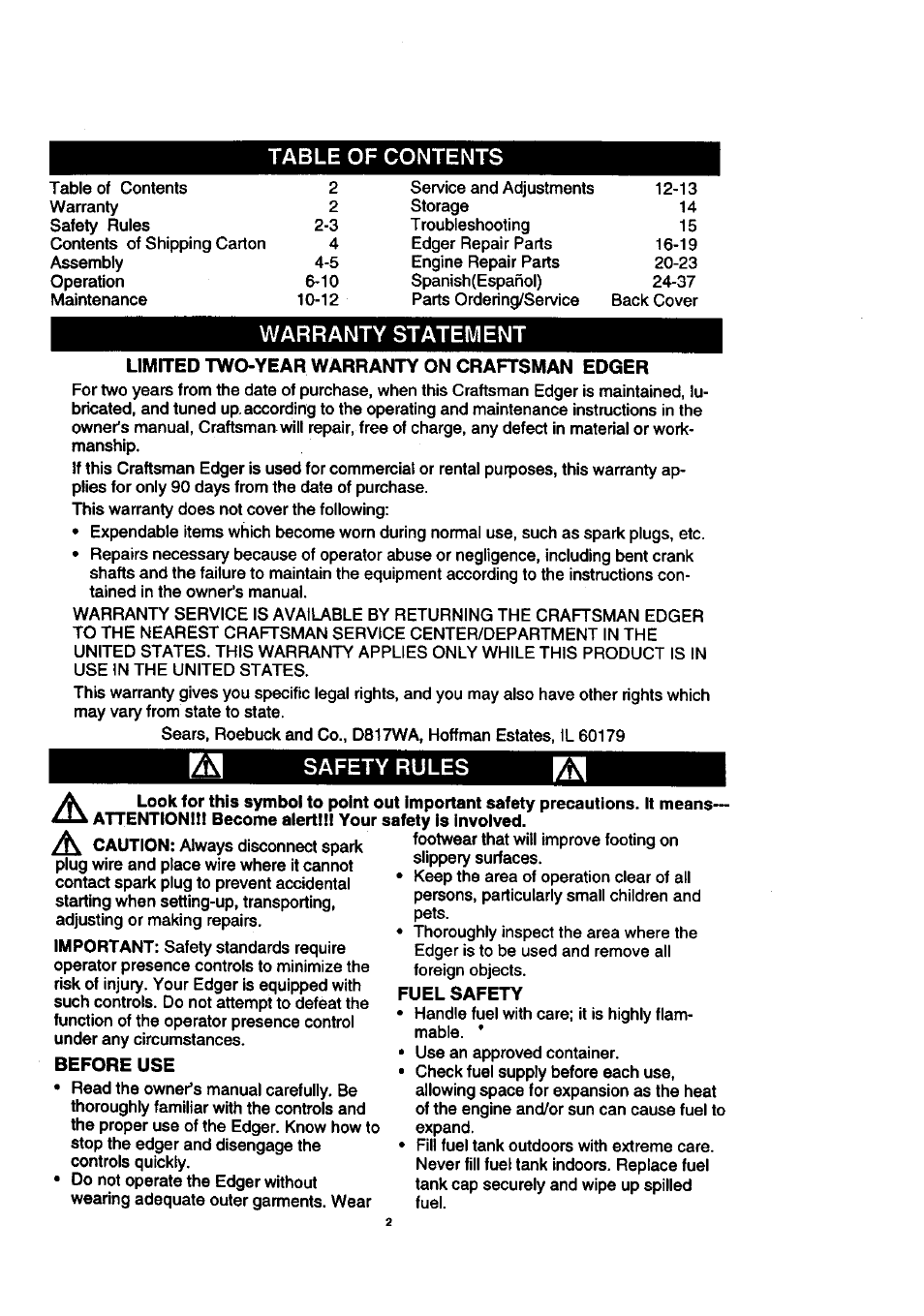 Craftsman 536.772200 User Manual | Page 2 / 24