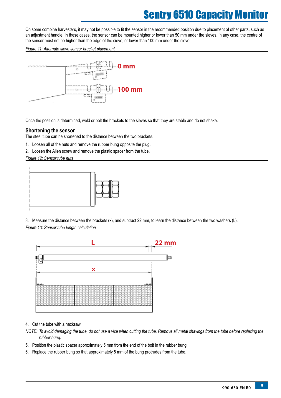 Shortening the sensor, Sentry 6510 capacity monitor | TeeJet SENTRY 6510 User Manual | Page 11 / 18