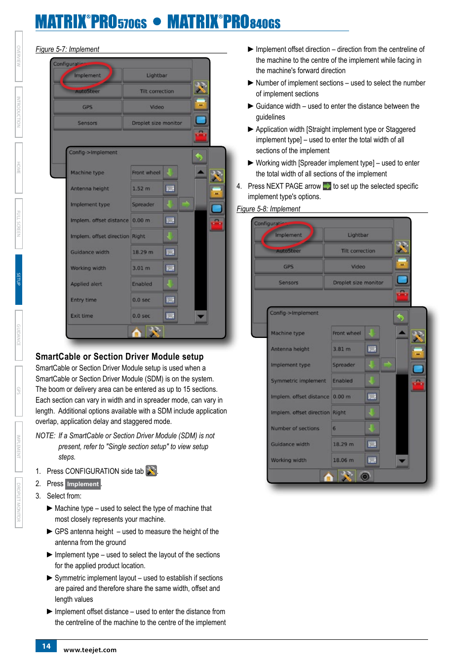 Smartcable or section driver module setup | TeeJet Matrix Pro 840GS User Manual | Page 20 / 82