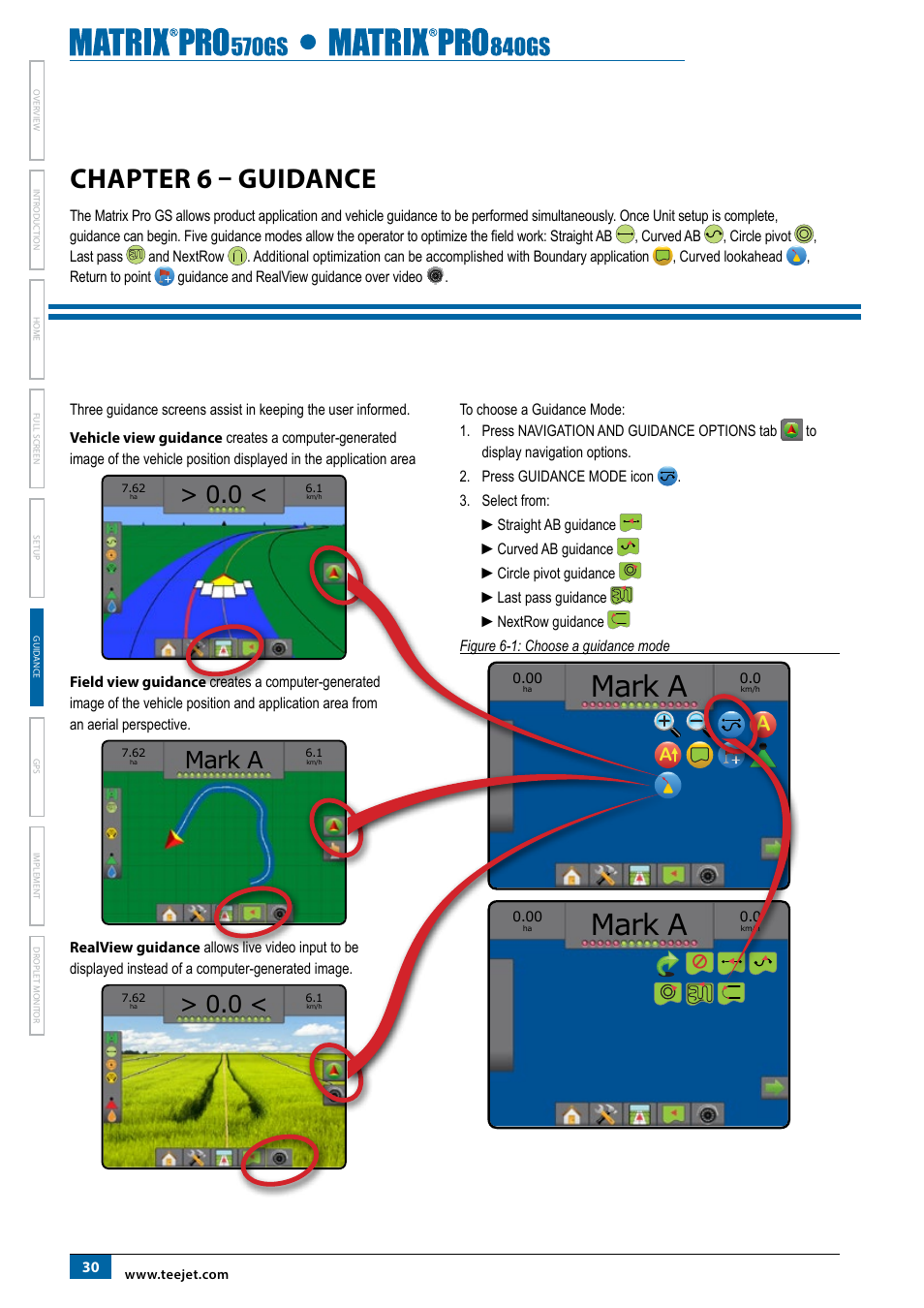 Chapter 6 – guidance, Mark a | TeeJet Matrix Pro 840GS User Manual | Page 36 / 82