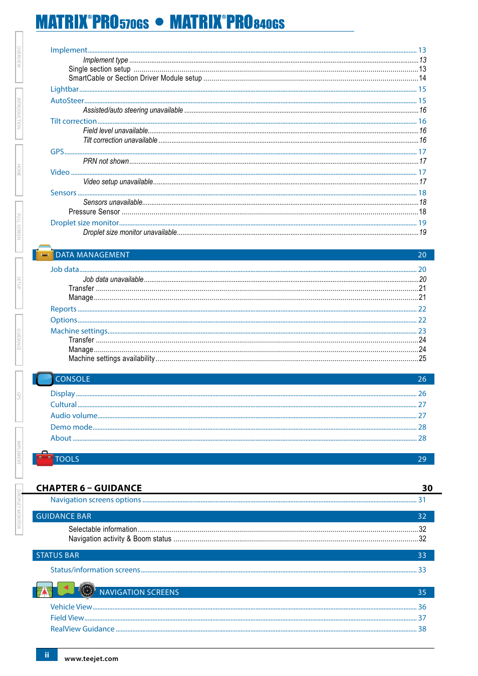 Chapter 6 – guidance 30 | TeeJet Matrix Pro 840GS User Manual | Page 4 / 82