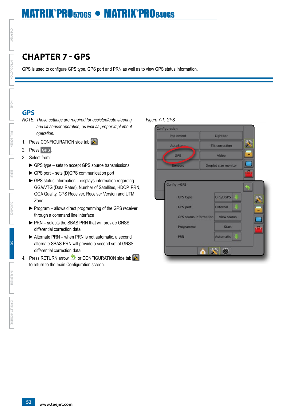 Chapter 7 - gps | TeeJet Matrix Pro 840GS User Manual | Page 58 / 82