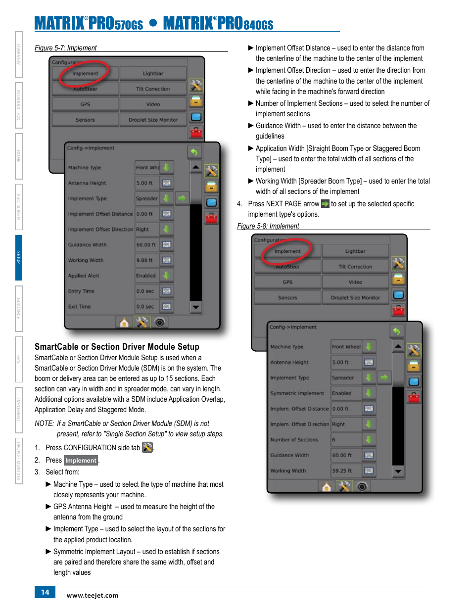Smartcable or section driver module setup | TeeJet Matrix Pro 840GS User Manual | Page 20 / 84