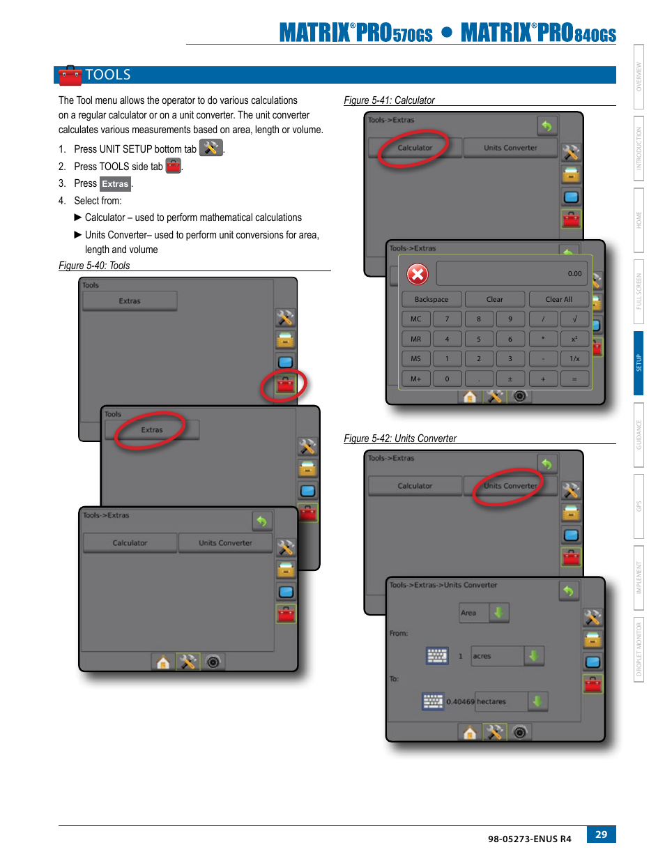 Tools, Figure 5-42: units converter | TeeJet Matrix Pro 840GS User Manual | Page 35 / 84