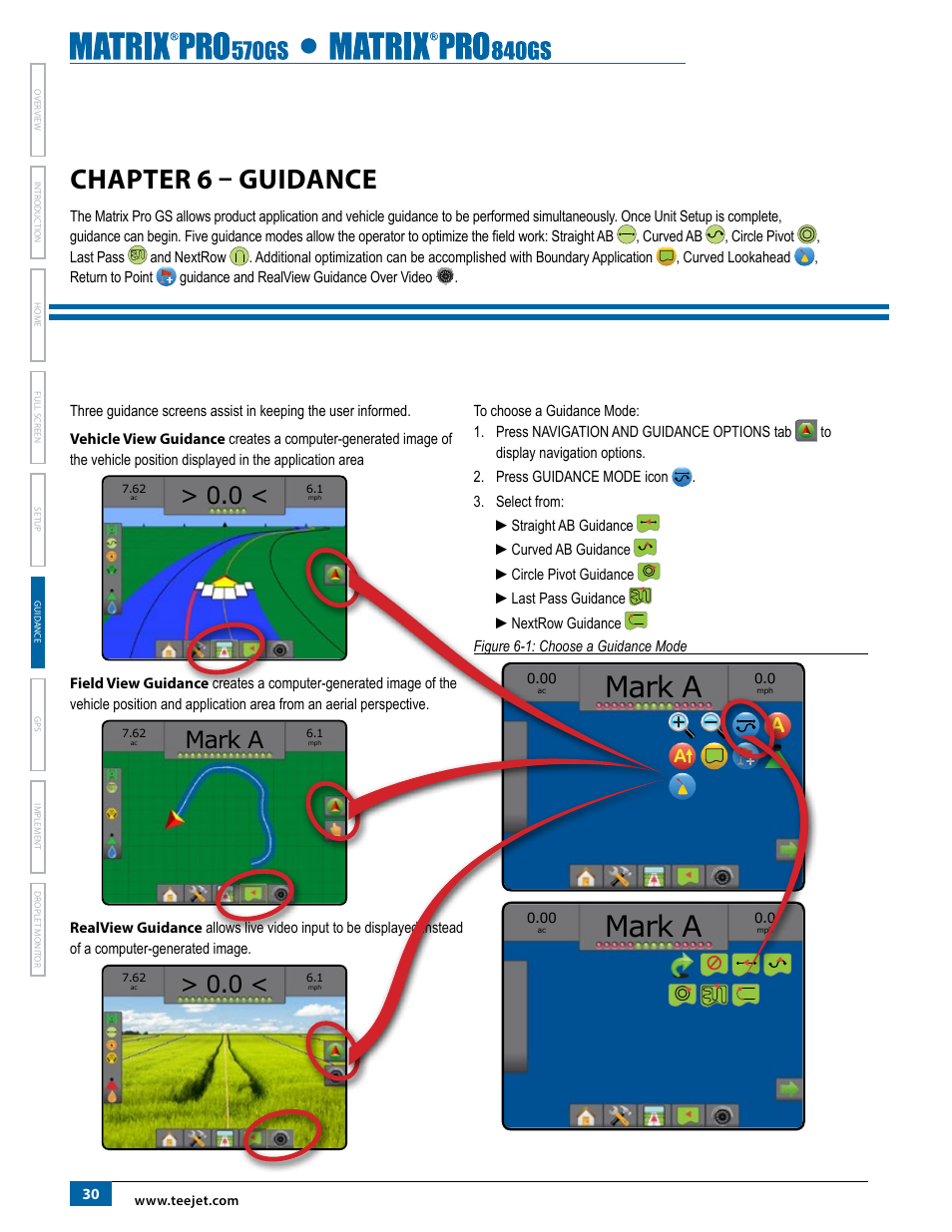 Chapter 6 – guidance, Mark a | TeeJet Matrix Pro 840GS User Manual | Page 36 / 84